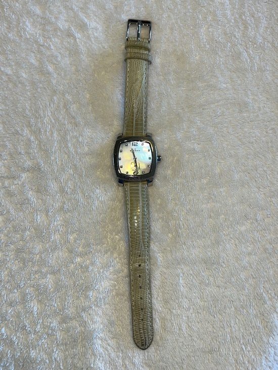 Skagen Light Green Genuine Leather Denmark Square Mother of Pearl Watch main image 3
